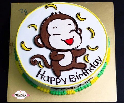 Bánh sinh nhật với hình chú monkey vui nhộn