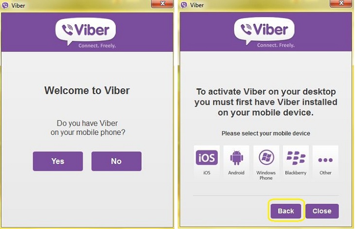 Chọn Có nếu bạn đã có tài khoản Viber trên điện thoại của mình