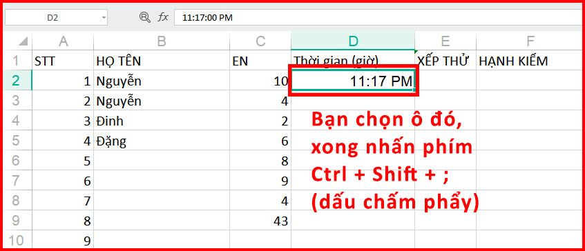 Điền nhanh thời gian hiện tại vào 1 trường 