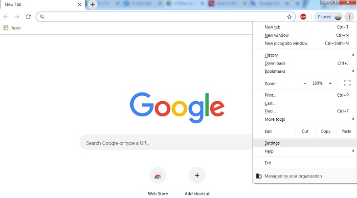 Mở Google Chrome Select [ ⋮ ] 