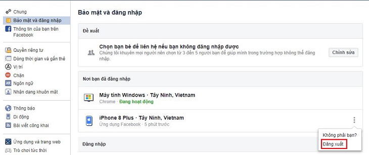 Đăng xuất Facebook hiệu quả trên máy tính bảng, điện thoại và máy tính xách tay từ xa