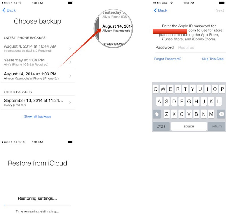 Chọn bản sao lưu iCloud bạn muốn tải xuống (trong trường hợp bạn có nhiều bản sao lưu iCloud).