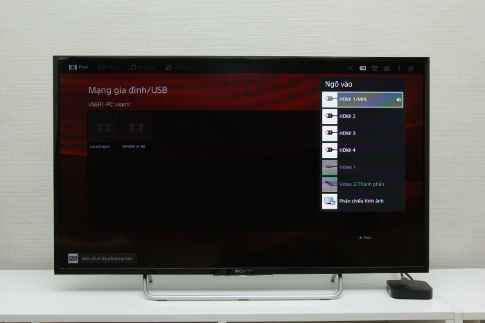 Trên tivi, chúng ta chọn nguồn đầu vào HDMI để hiển thị giao diện Apple TV
