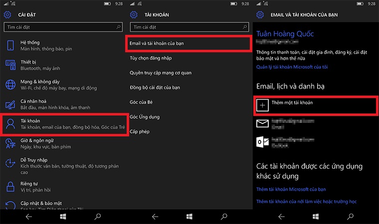 Các bước tạo tài khoản Microsoft trên Windows 10 Mobile