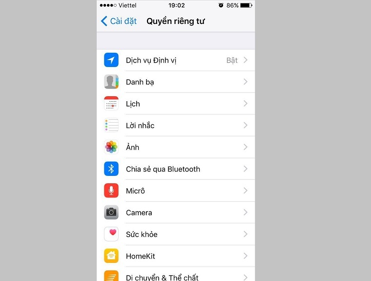 Cấp quyền truy cập vào các ứng dụng trên iOS 9