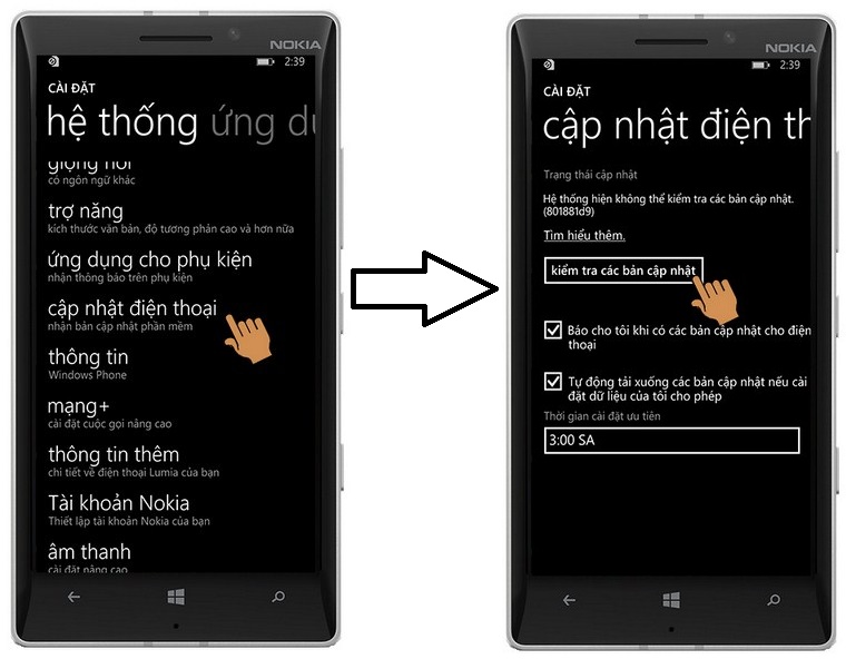 Cập nhật phiên bản trên WindowsPhone