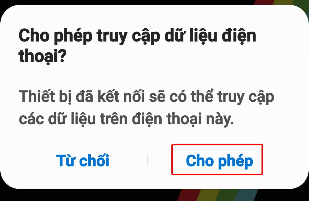 Nhấn Cho phép điện thoại