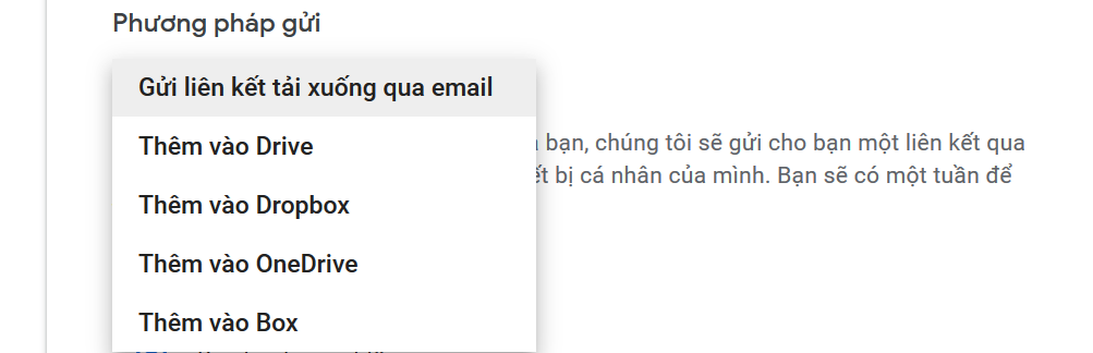 Chọn cách tải xuống tệp trình điều khiển Google