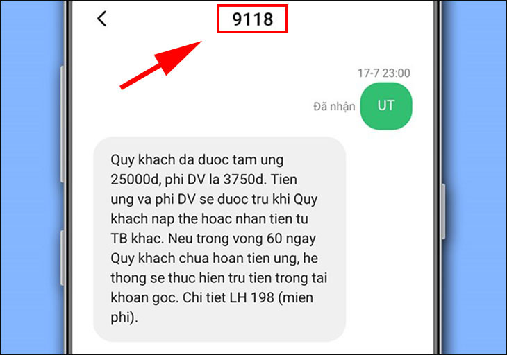 Thanh toán trước bằng SMS 9118