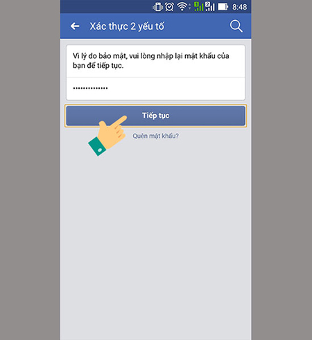 Nhập mật khẩu Facebook của bạn