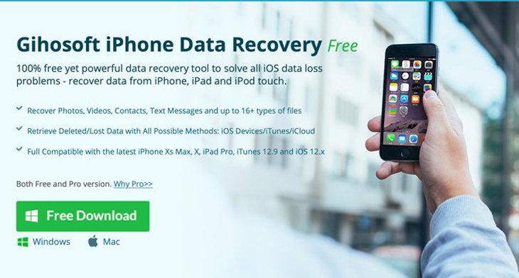 Ứng dụng khôi phục dữ liệu iPhone của Gihosoft