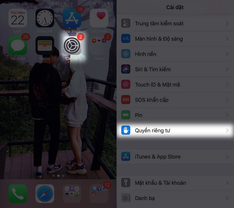 Tắt vị trí trên iPhone