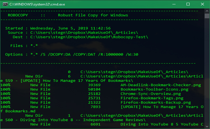 Sử dụng phần mềm Robocopy