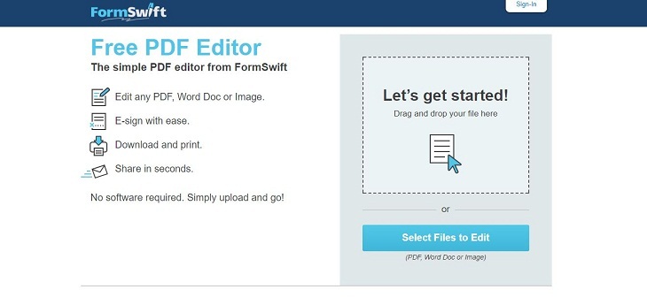 Trình chỉnh sửa PDF miễn phí của FormSwift