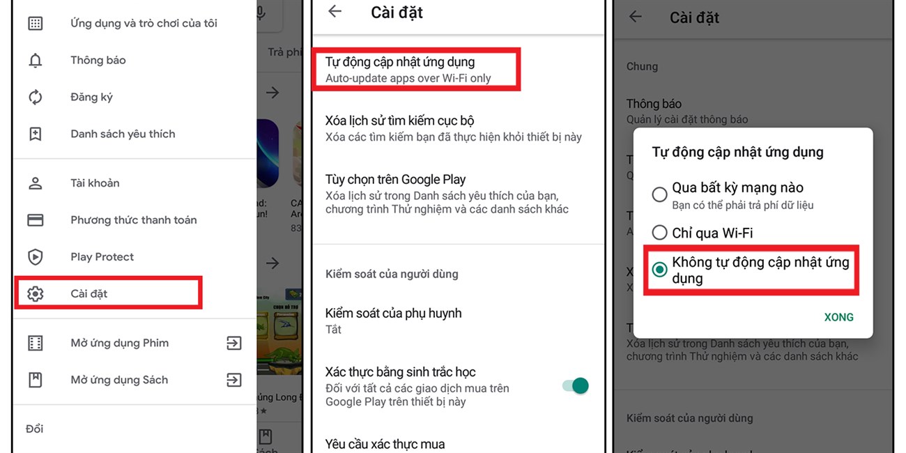 Cách ngừng cập nhật ứng dụng