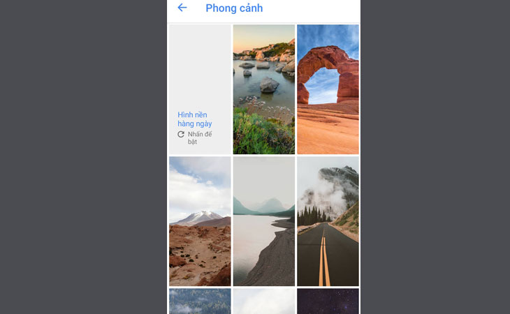 Thay đổi hình nền bằng cách sử dụng hình nền google