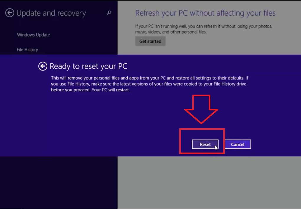 Hướng dẫn Đặt lại Windows 8.1 - Bước 4