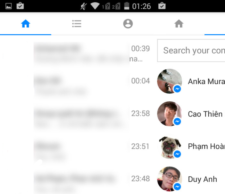 Giao diện với Messenger Lite