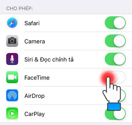 Ẩn ứng dụng FaceTime