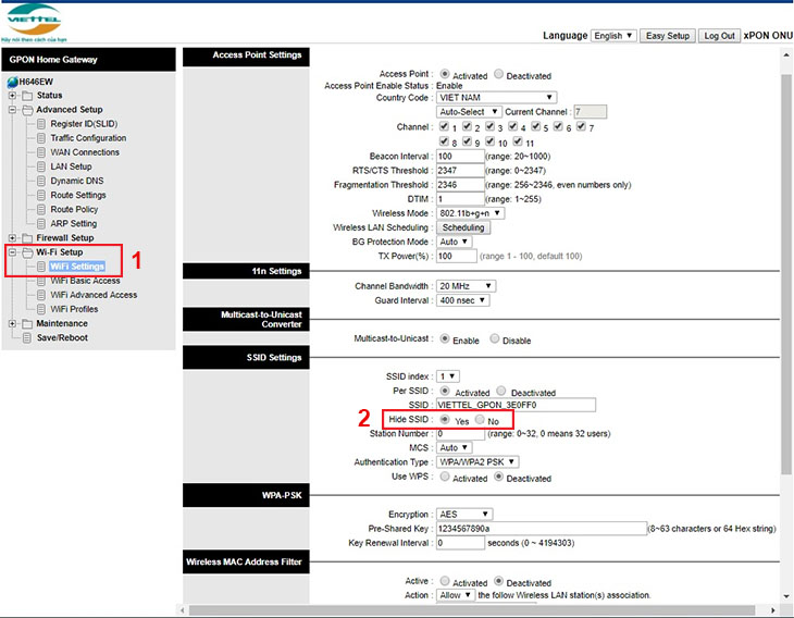 Cách ẩn WiFi Viettel