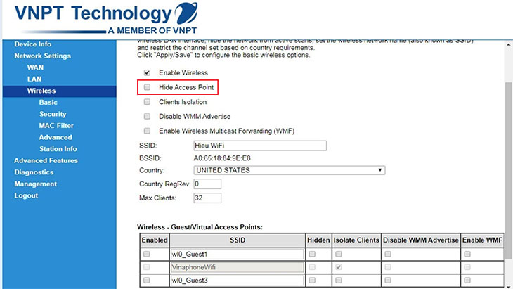 Cách ẩn WiFi VNPT