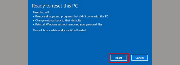 Cách cài lại Win 10 mà không cần USB boot hoặc CD + bước 4