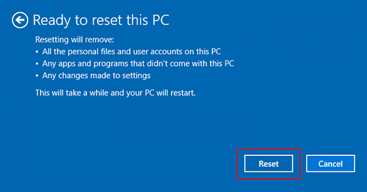 Cách cài lại Win 10 không cần USB boot hoặc CD + bước 5