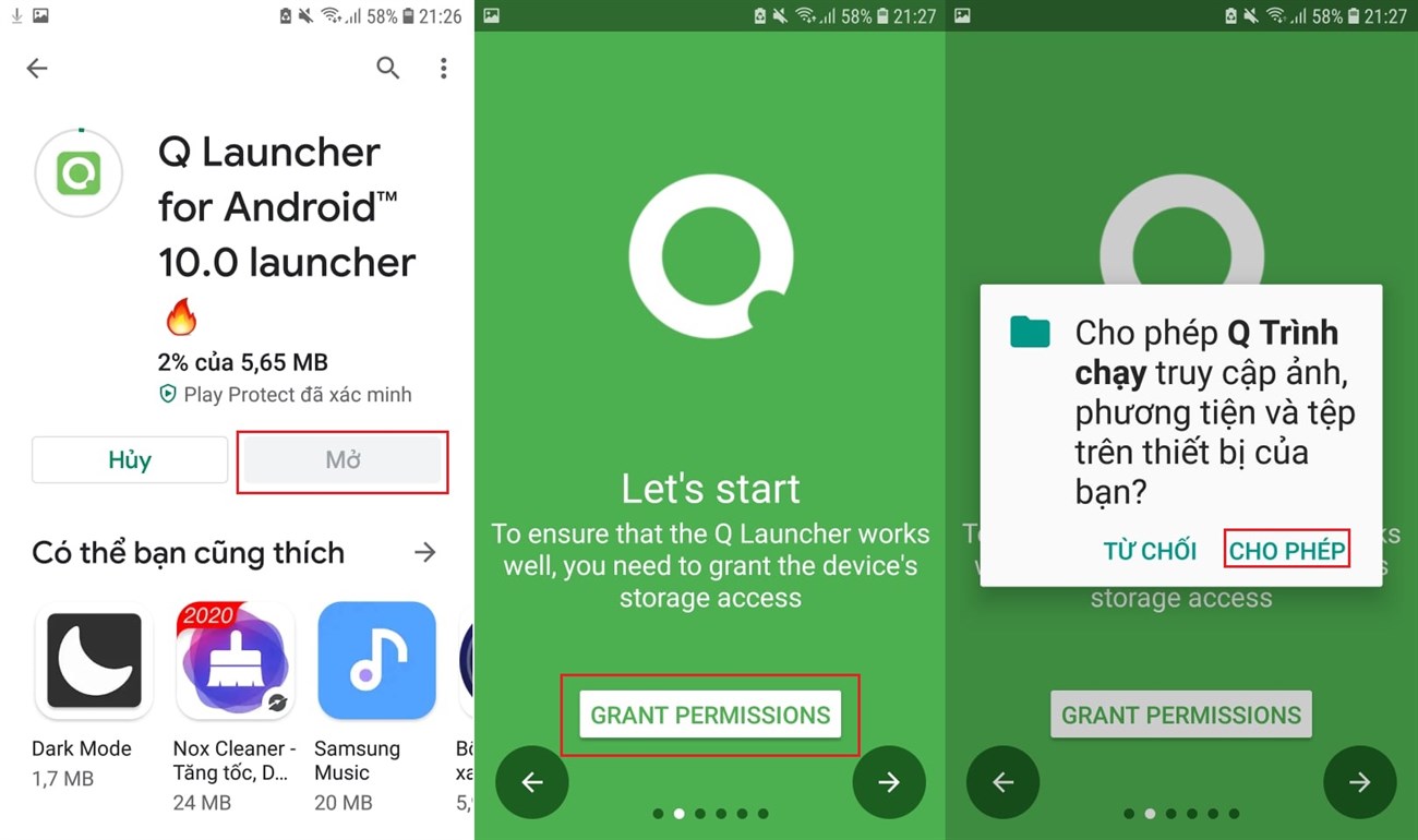 Cài đặt giao diện Android 10 bằng ứng dụng Q Launcher