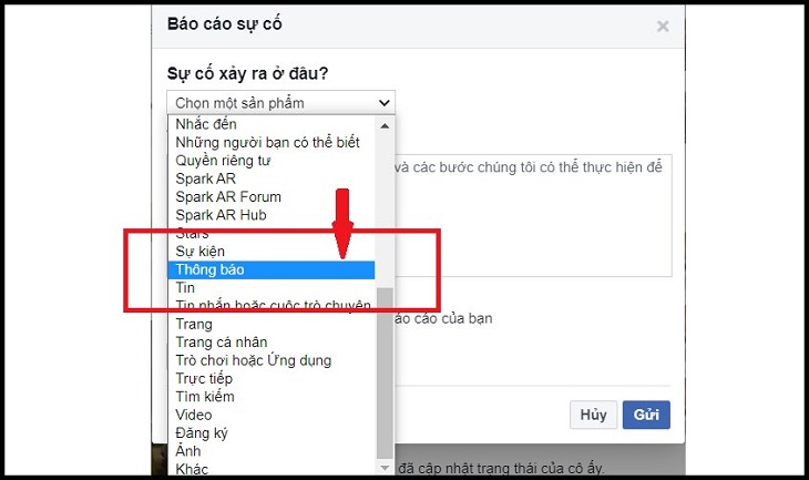 Chọn thông báo