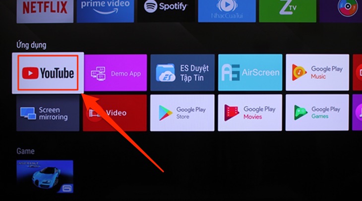 Ứng dụng Youtube trên Sony TV