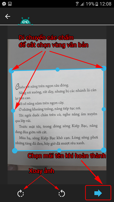 Cắt các vùng văn bản đã chọn