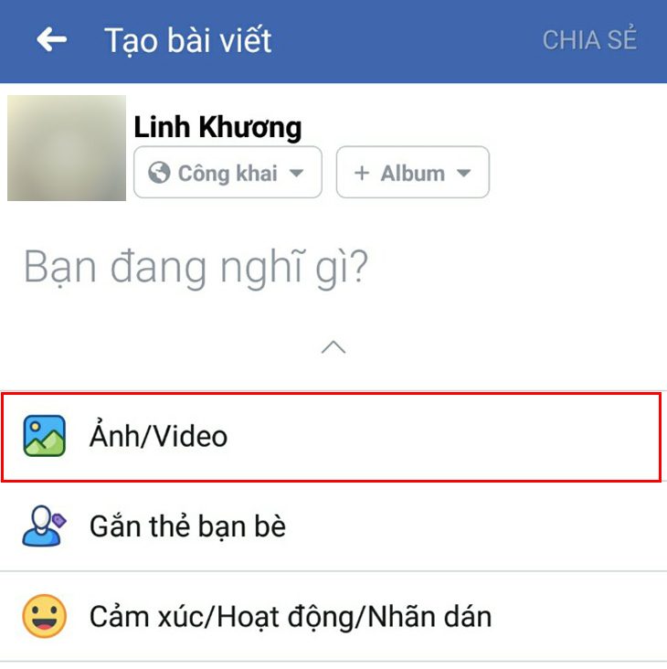 Cách đăng video lên Facebook trên Android + Bước 2