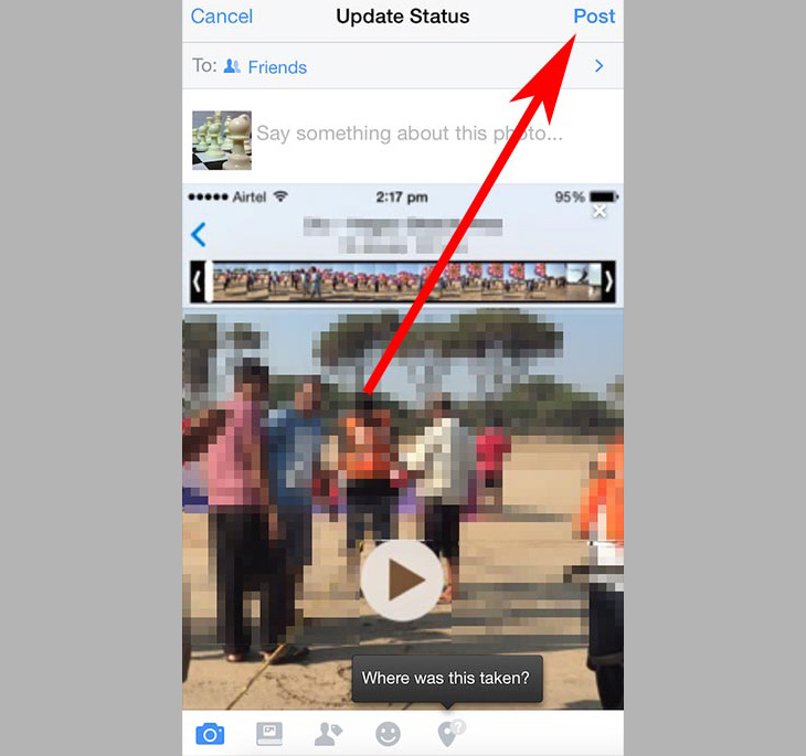 Cách đăng video lên Facebook trên iOS + Bước 3