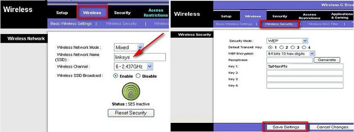 Thay đổi mật khẩu Wifi Linksys