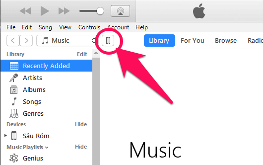 Xem thiết bị trong iTunes