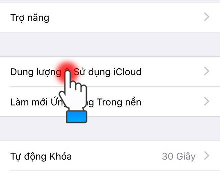 Chọn Lưu trữ & Sử dụng iCloud