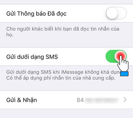 Gửi dưới dạng SMS