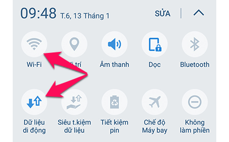 Tắt WiFi và bật dữ liệu di động