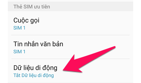 Chọn dữ liệu di động