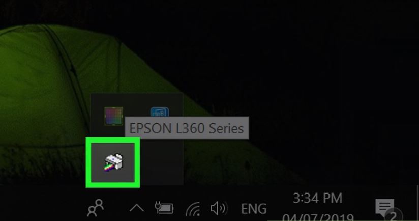 Nhấp đúp vào biểu tượng máy in Epson trên khay hệ thống Windows