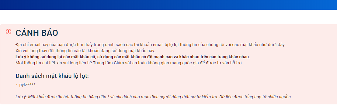 Kết quả kiểm tra hiển thị thông tin tài khoản cá nhân