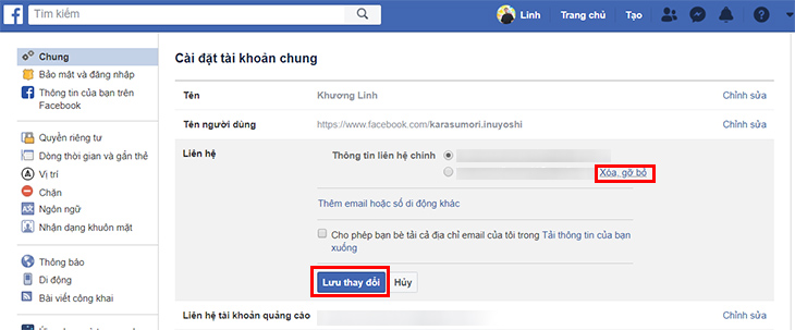 Chỉnh sửa đăng ký email trên Facebook + bước 4