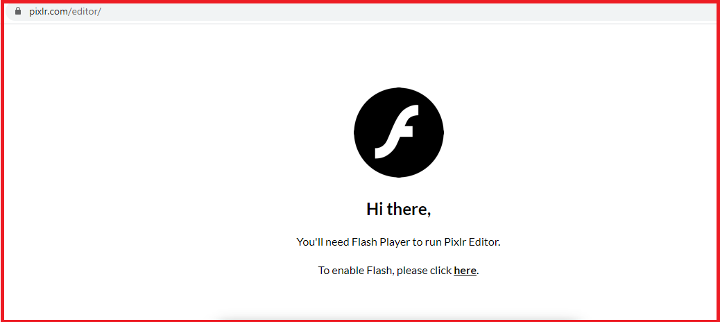 Giao diện trang web Pixlr không có quảng cáo và bật Flash