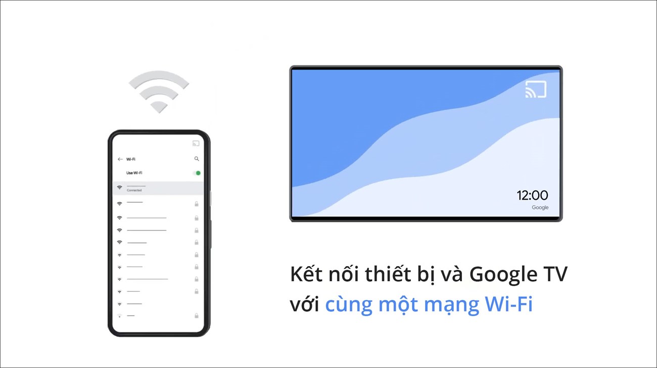Kết nối thiết bị của bạn và Google TV với cùng một mạng Wi-Fi