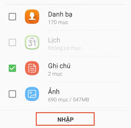 Chuyển dữ liệu từ Android sang Samsung