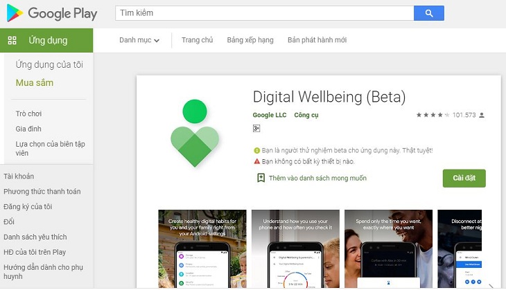 Tải xuống ứng dụng Digital Wellbeing để truy cập chế độ lấy nét