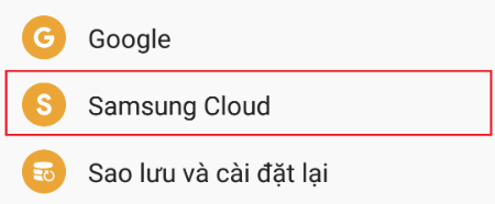 Đi tới Cài đặt và chọn Samsung Cloud