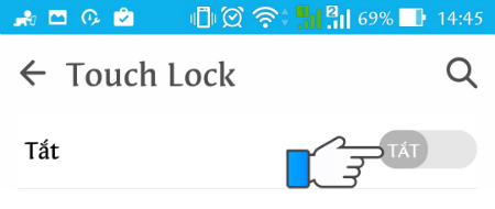 Tìm và chọn Touch Lock