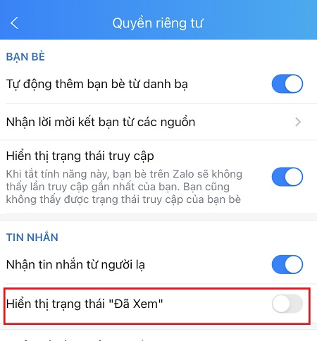 Bỏ chọn Hiển thị Trạng thái 