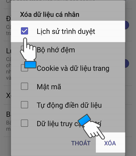 Chọn Lịch sử Duyệt web